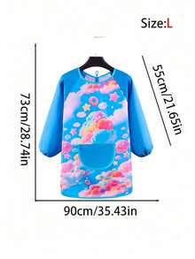 SHEIN 1pc Waterproof & Stain-Resistant Long Sleeve Art Smock Apron Unisex Reversible Painting Smock For Kids & Adults With Unique Abstract Print Full Arm Protection For Acrylics, Clay, Cooking Artist, Pottery Studio, Preschool Classroom Essential Splatter-Proof Wearable Canvas (S-XL, Wipe Clean, Random Design) - Caiyun - Blue Sleeve - View 8