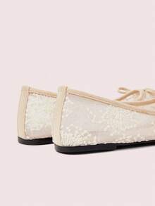 CUCCOO DOLLMOD British Style Fashion New Embroidered Bow Flat Slip-On Loafers For Women - Apricot - View 4