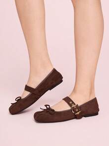 CUCCOO DOLLMOD 女士优雅芭蕾舞鞋玛丽珍平底鞋 - 咖啡棕 - 查看 5