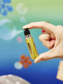 SpongeBob SquarePants | SHEIN 5ml/0.2oz Dark Gray Refillable Perfume Atomizer Spray Bottle With Bottom Filling Self-Pump Type Reusable Fragrance Bottle, Mini Portable Cosmetic Bottle Liquid Filling Bottle,With A Visible Window, Portable For Travel And By Plane,Patrick,Yellow&Pink