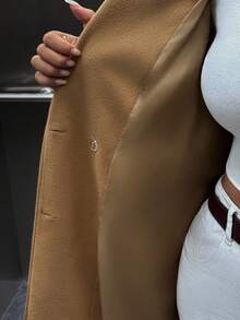 SHEIN Clasi Áo khoác cỡ lớn dành cho nữ, kiểu cổ ve áo chắp vá. - Màu Khaki - Xem 7