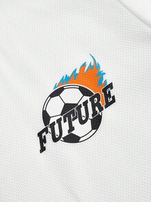 SHEIN 2pcs/Set Young Boys' Casual Sports Outfit, Short Sleeve Printed Loose Knit T-Shirt And Loose Drawstring Pants, Comfortable And Soft For Running And Sports