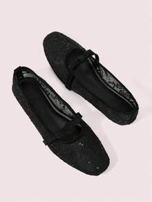 CUCCOO DOLLMOD British Style Fashion New Black Embroidered Bow Flat Slip-On Loafers For Women - Black - View 5