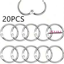 20pcs Metal Book Rings, Loose-Leaf Binder Rings 25mm Inner Diameter Keychain,Back To School,School Supplies - Silver - View 12