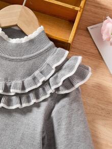 女童时尚可爱荷叶边针织长袖毛衣连衣裙，秋冬女童毛衣连衣裙，长袖女童连衣裙，女童冬季连衣裙，女童荷叶边连衣裙，女童灰色连衣裙，秋冬女童灰色连衣裙，彼得潘领连衣裙，女童春秋连衣裙，女童春秋连衣裙，女童毛衣连衣裙，秋冬女童连衣裙，长袖童装连衣裙，女童针织连衣裙，秋冬女童连衣裙，秋冬女童连衣裙，长袖女童连衣裙，女童秋冬连衣裙，女童春秋连衣裙，女童服装 - 淺灰色 - 查看 4