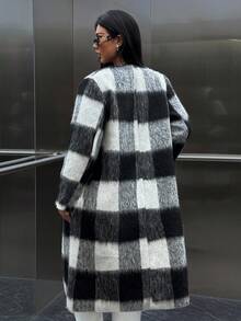 SHEIN Clasi Damen Mantel in Große Größen aus Wollmischung mit elegantem Karomuster