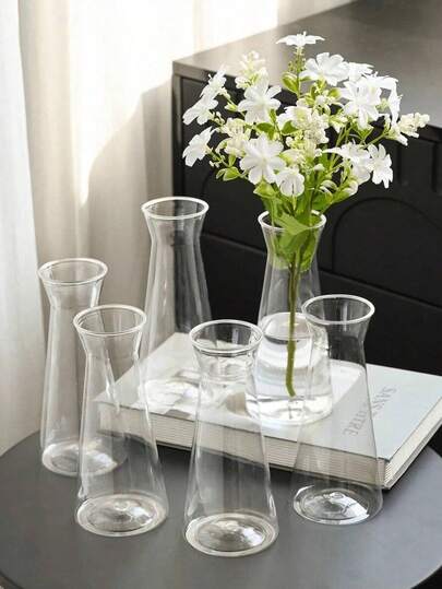 1/5/8/ Moderne Minimalist Plastic Flower Vase, Thick Transparent Bloemen Container, No Power Or Battery Needed, Home Pot, Ideal Tabletop, Wedding, Dining Table, ation