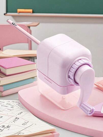 Sacapuntas manual - Hoja de aleación en espiral para escuela/hogar/artistas (incluye pegatina, mango ergonómico)