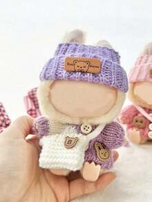 17cm Doll Clothes 3-Piece Set Knit Sweater Outfit With Hat And Bag Cute Warm Fashion Doll Clothing Cosplay Role Play Photoshoot Display Collection Gift Idea For Dollhouse Enthusiasts