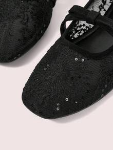 CUCCOO DOLLMOD British Style Fashion New Black Embroidered Bow Flat Slip-On Loafers For Women - Black - View 3