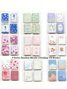 SHEIN Set de 4 cuadernos espirales con adornos florales, mini diarios de bolsillo tamaño A7, portátiles para la oficina - Multicolor - Ver 18