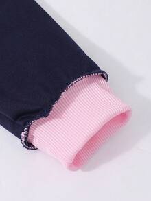 Sparklyn 冬季服装、冬季套装、儿童冬季服装、秋季服装、万圣节、万圣节服装、圣诞节服装、两件套少女字母印花连帽棒球夹克和休闲裤套装 - 彩色 - 查看 4