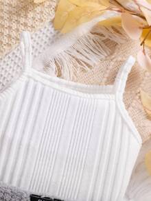 SHEIN 3 件套女婴秋冬套装：翻领工装夹克、纯色背心和长裤，适合户外日常穿着 女婴冬季套装