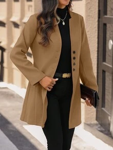 EMERY ROSE 女士休闲度假立领修身夹克 - 卡其色 - 查看 6