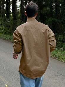 DAZY Men's Basic Casual Solid Brown Shirt - Brown - View 2