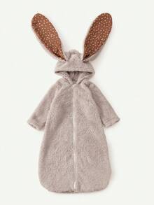 Cozy Pixies 1 pieza Saco de dormir de bebé suave y acogedor con diseño de orejas de conejo - Gris Claro - Ver 4