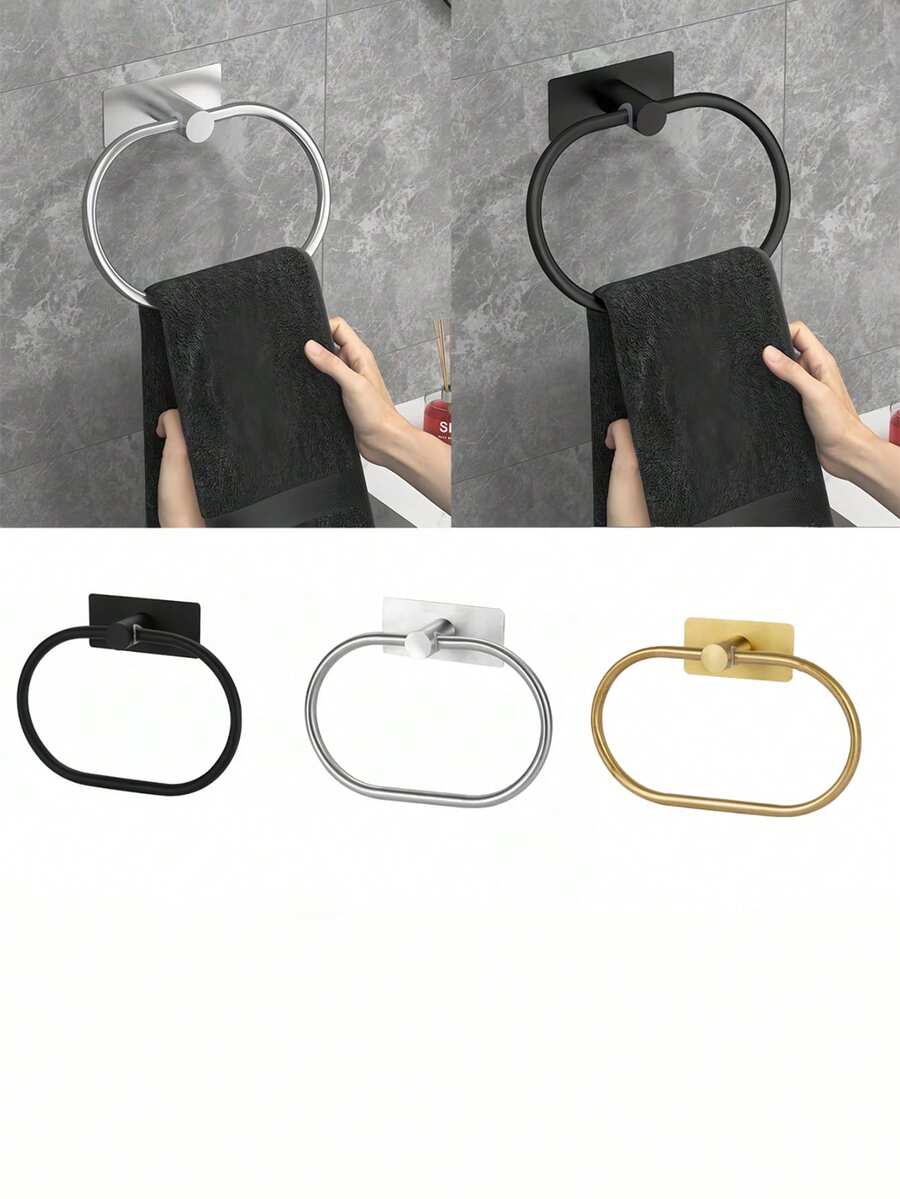 Selbstklebender Handtuchhalter, Badezimmer Handtuchring Halter, Geschirrtuchhalter ohne Bohren, Edelstahl Hänger, Taschentuchhalter, Handtuchständer, WC Zubehör Organizer Aufbewahrung