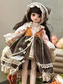 30厘米BJD娃娃服装套装，森林仙子主题，优雅公主派对装，维多利亚风格，带花卉细节，适合女孩收藏和赠送 - 彩色 - 查看 7