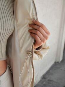 CLARA VERO PADDED HOODED WINTERCOAT WITH ZIPPER - Beige - View 5