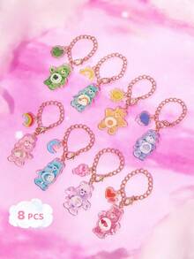 SHEIN X Care Bears 8 tấm nhận dạng phụ kiện cốc acrylic, 8 tấm trang trí tay cầm cốc hình gấu cá nhân, móc khóa, thích hợp cho cốc có tay cầm, văn phòng, gia đình, tiệc sinh nhật - Nhiều màu - Xem 2