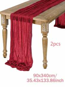 SHEIN 1 件/2 件/5 件 160*200cm/160*300cm 红色纯色纱帘布桌布，家居装饰，婚礼派对背景装饰用品，生日派对餐桌装饰桌布 - 紅色 - 查看 12