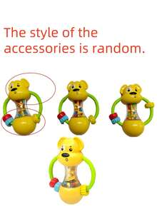 Zazumi 1 件装柔软硅胶婴儿摇铃玩具可爱狗形可咀嚼牙胶抓握训练感官玩具适用于新生儿早期发育第一年学习玩具，带有轻柔声音（款式配件随机）