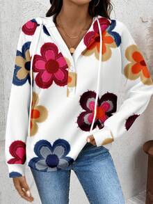 EMERY ROSE Sudadera con estampado floral de talla grande, adecuada para festivales de música y vuelta al colegio, otoño/invierno - Multicolor - View 3
