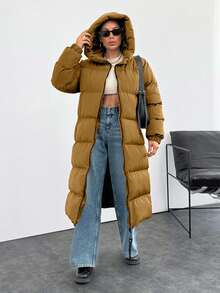SHEIN Cottnline Premium Quality, Keep Warming Feature, Large Puller Puffer Wintercoat - Camel - View 6