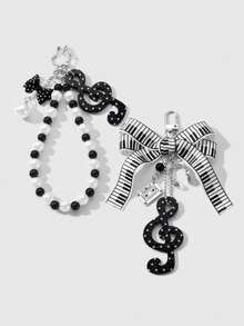 ROMWE Anime Keyrings & Keychains - Black and White - View 1