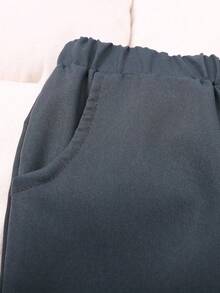 SHEIN Playful Pals 2pcs Baby Boys' Hooded Sweatshirt And Long Pants Set, Autumn - Dark Grey - View 6