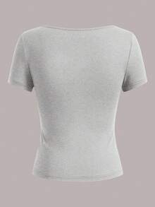 SHEIN EZwear 3pcs Women's Short Sleeve Cropped Casual Fitted T-Shirts, Suitable For Summer,Red Top - Multicolor - View 4