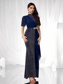 Coutiva 正式晚礼服（华丽装饰） - 藍色 - 查看 5