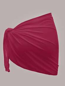 Swim Basics 优雅红色结饰罩衫裙，网眼海滩度假休闲装，适合春夏季 - 紅色 - 查看 2