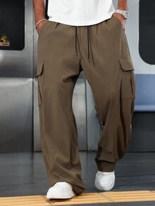 Manfinity Hypemode Pantaloni cargo casual da uomo, con coulisse, colore tinta unita, autunno