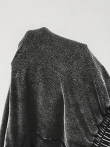 SHEIN PETITE 黑色雪洗女款針織寬腿鬆垮大碼喇叭褲，波希米亞風牛仔棉質，適合小個女款 - 黑色 - 查看 7