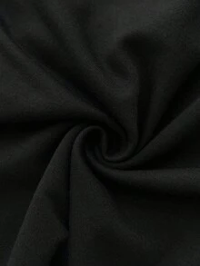 SHEIN Unity 1 件女式黑色蕾丝边收腰连帽连衣裙，休闲/日常穿着，秋季 - 黑色 - 查看 6