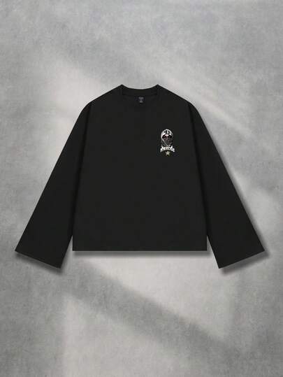 Street Life Men's Street Dark Figure Print Long Sleeve Top, Fall