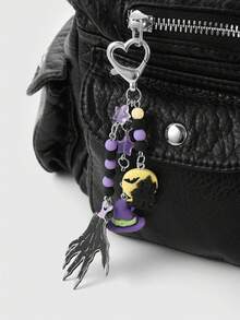 ROMWE Goth 1 件银色水钻和珍珠装饰星形吊坠包饰钥匙扣，简约时尚的女士礼物 - 多色-51 - 查看 5