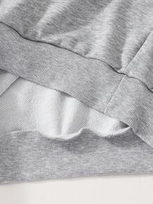 Sparklyn 2 件青少年休闲时尚针织纯色正面图案字母印花插肩袖连帽衫和工装裤运动服套装