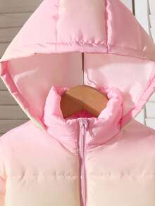 Chaqueta casual con capucha de invierno para niña, de manga larga con cremallera y cuello, en estilo ombré - Multicolor - Ver 4