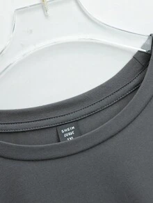 EMERY ROSE Camiseta de mujer casual de cuello redondo y manga corta con estampado - Gris Oscuro - Ver 5