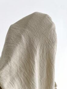 SHEIN Unity 露肩蕾丝拼布灯笼袖衬衫 - 卡其色 - 查看 3