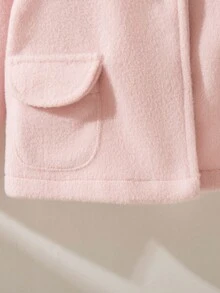 SHEIN Baby Girl Fashionable Versatile Faux Fur Patchwork Long Sleeve Overcoat, Suitable For Autumn/Winter, Indoor, Outdoor, Daily Wear Fall - Pink - View 6