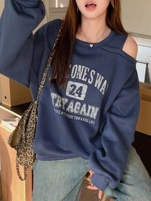 DAZY Women Off Shoulder Floral Print Long Sleeve Sweatshirt,Fall Clothes