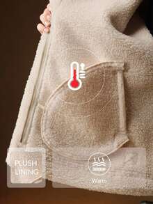 Anewsta 女士时尚宽松外套，秋冬款 - 白色 - 查看 2