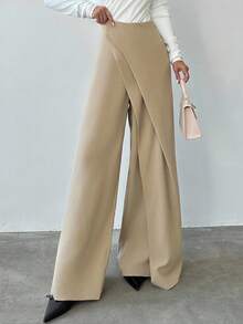 Firerie Pantalones cortos con falda de talle alto, elegantes y versátiles, de pierna ancha y suelta, en colores café y caqui, adecuados para ir a la oficina, viajar en avión, otoño/invierno y uso casual