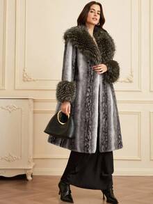 GENKIRA 2025新款仿狐狸毛大衣女款水貂皮大衣全貂皮大衣中长款皮草夹克 - 灰色 - 查看 6