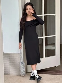 DAZY 秋季女童休闲连衣裙 - 黑色 - 查看 3