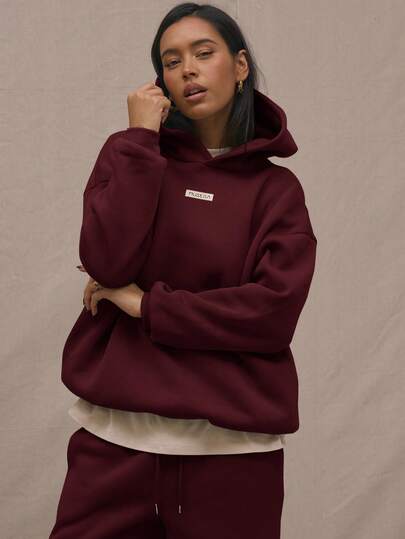MUSERA Oversized Logo Hoodie Sweatshirt. Airport Casual Graduation,Back To School,Teacher Top For Women, Fall Autumn Winter Christmas Burgundy