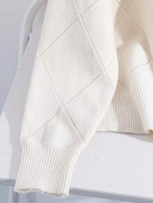 Franclia 女士优雅菱形图案V领开衫，长袖，秋冬 - 杏色 - 查看 5